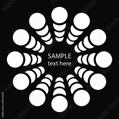 White vector stencil shape in circle form. Geometric art. Design element for round logo, prints, blackout tattoo, sign, symbol, abstract background, template and textile pattern