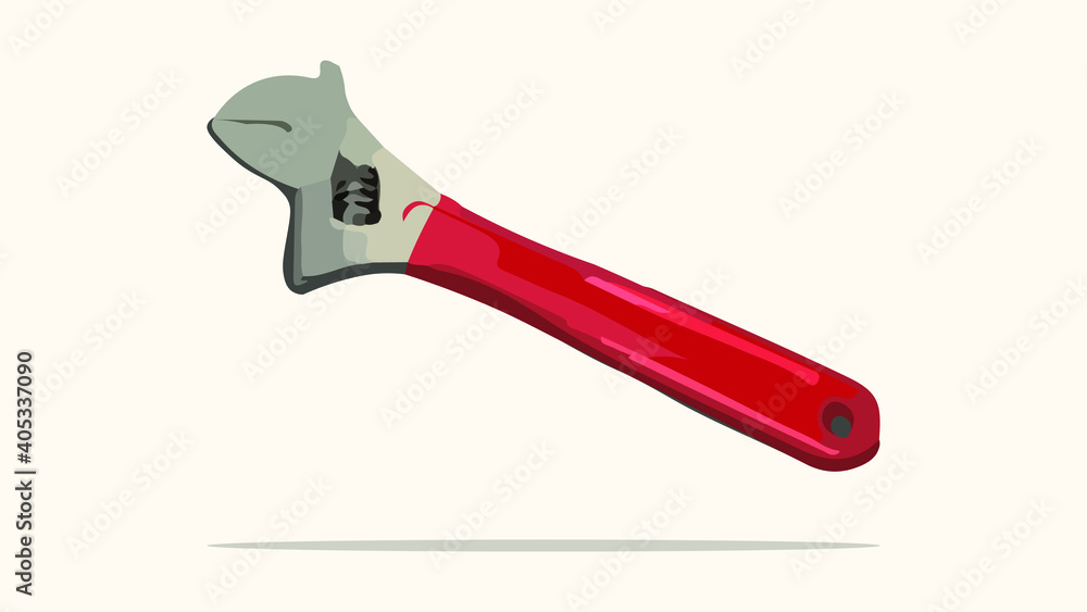 illustration of a large wrench with a red handle illustration of a large wrench with a red handle