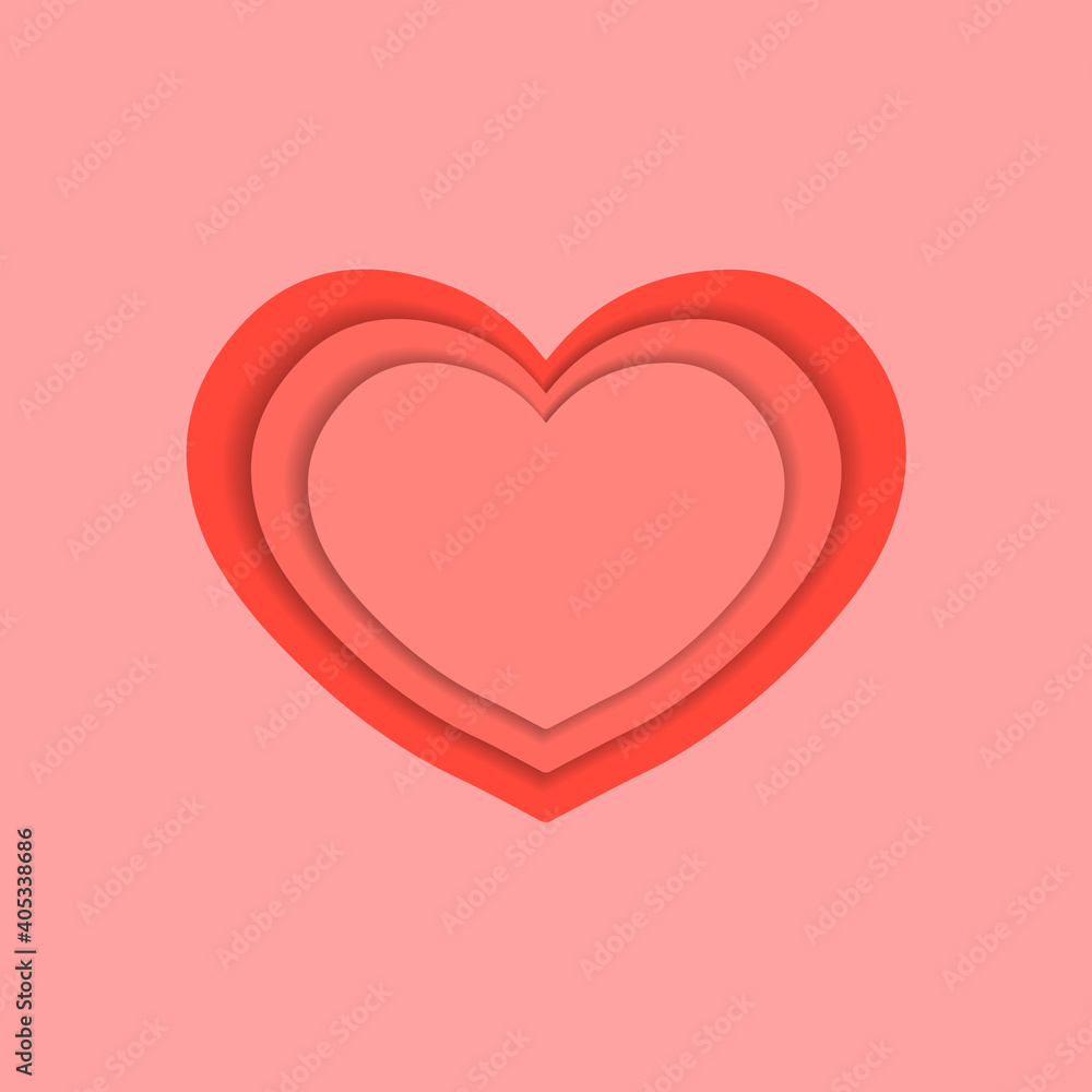 Vector illustration of the hearts cut out of paper. A Valentine's Day card.