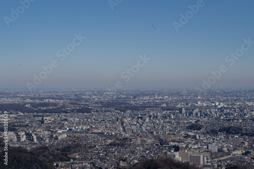 City scape of West Tokyo seen from Mt. Takao