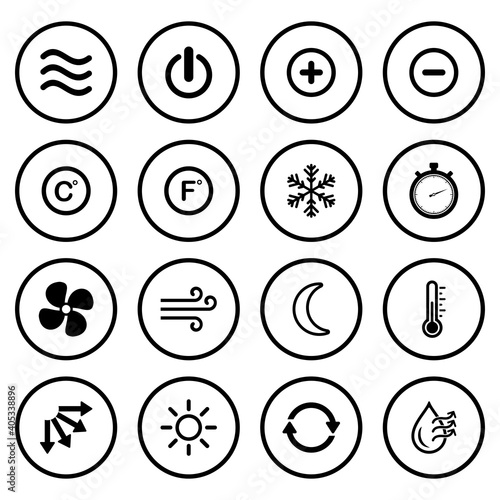 air conditioner, ventilations icon set vector sign symbol