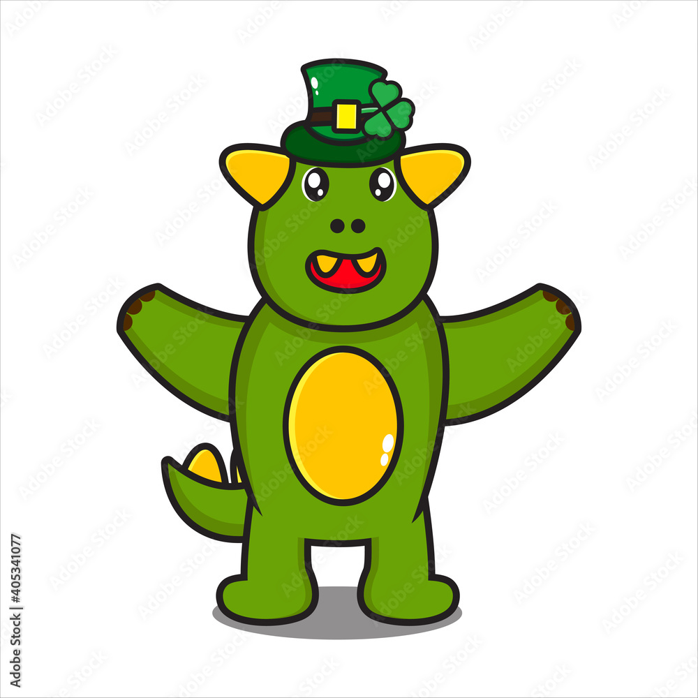 cute dinosaur mascot wearing saint patrick hat vector design eps 10 cute dinosaur mascot wearing saint patrick hat vector design eps 10