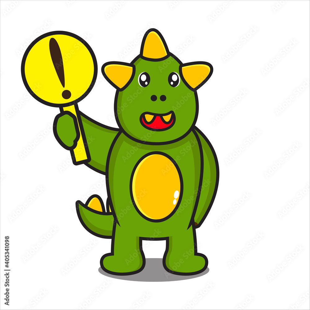 cute dinosaur mascot with warning sign vector design eps 10 cute dinosaur mascot with warning sign vector design eps 10