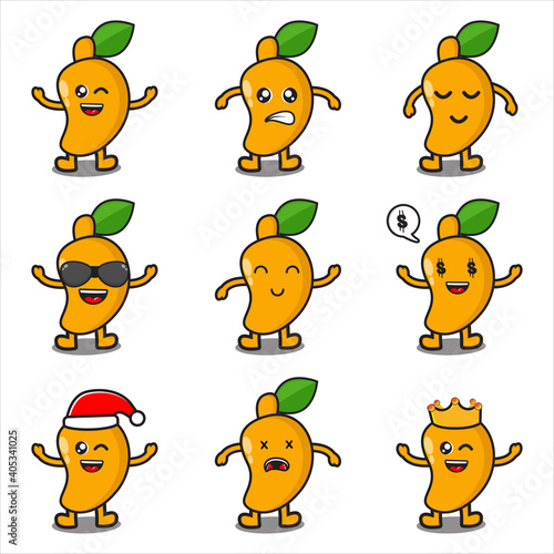 collection of cute vector mango mascots design eps 10