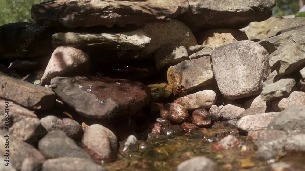 CU Close-up of water and stones CU Close-up of water and stones
