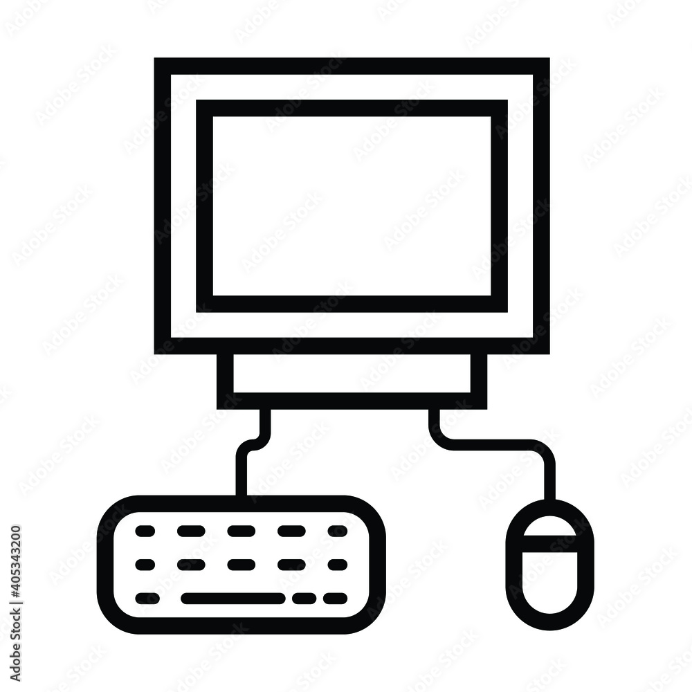 computer with keyboard and mouse icon vector computer with keyboard and mouse icon vector