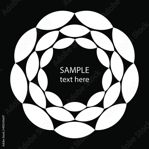 White abstract shape in ring form. Geometric art. Design element for round logo, prints, blackout tattoo, sign, symbol, abstract background, template and textile pattern
