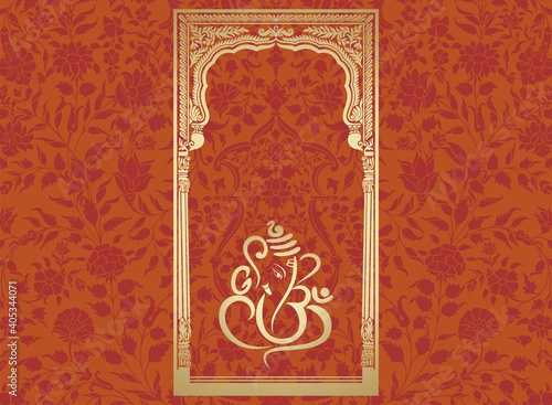Ganesha, wedding card, royal Rajasthan, India	