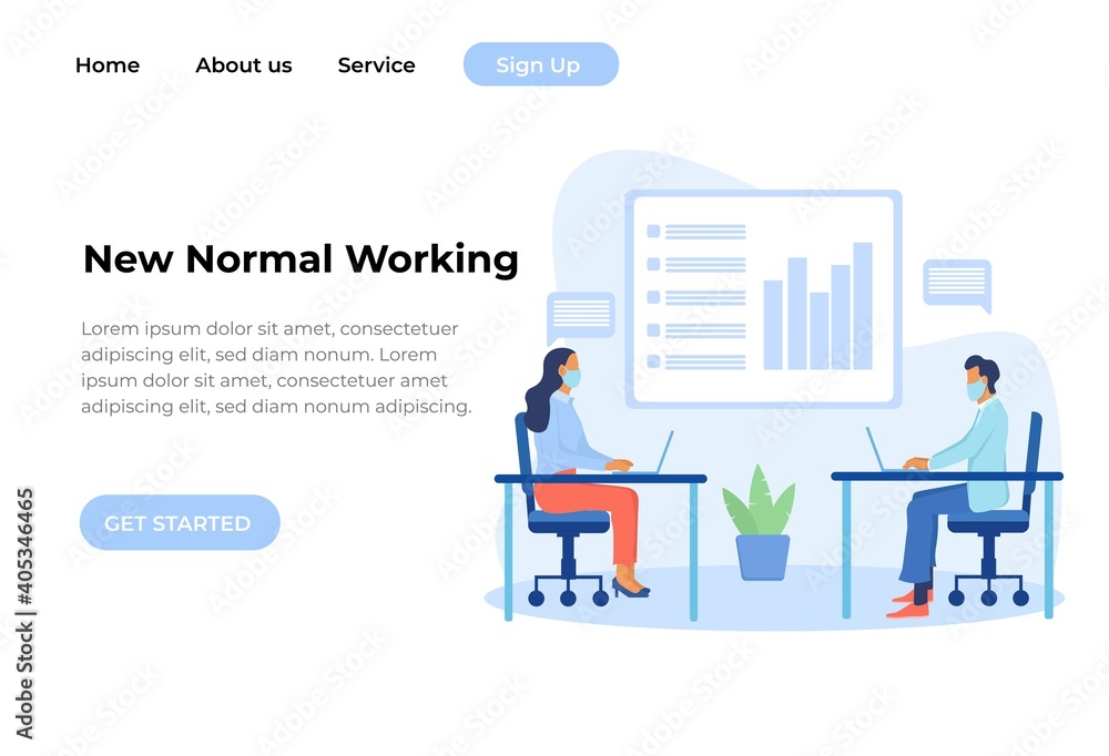 Unique Modern flat design concept of New Normal Working for website and mobile website. Landing page template. Easy to edit and customize. Vector illustration Unique Modern flat design concept of New Normal Working for website and mobile website. Landing page template. Easy to edit and customize. Vector illustration