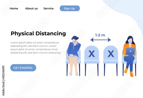 Unique Modern flat design concept of Physical Distancing for website and mobile website. Landing page template. Easy to edit and customize. Vector illustration