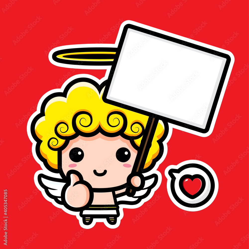 cute cupid character designs carry a white board cute cupid character designs carry a white board
