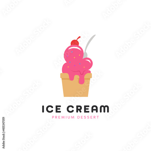 Melting yummy Ice cream bucket cup logo icon