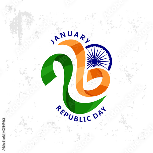January 26, Republic day of India wish vector design