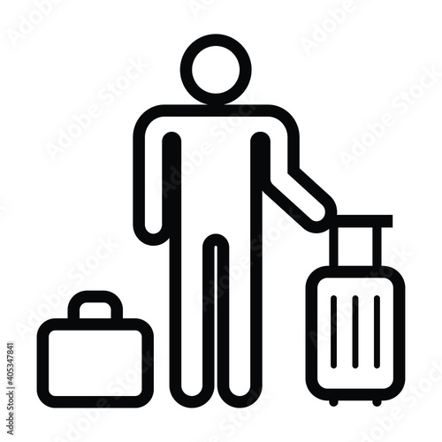 hotel guest icon, man with suitcase vector