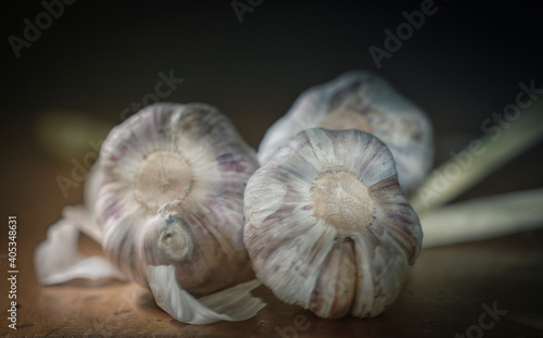 garlic is essential in the kitchen. Aromatizes all foods photo