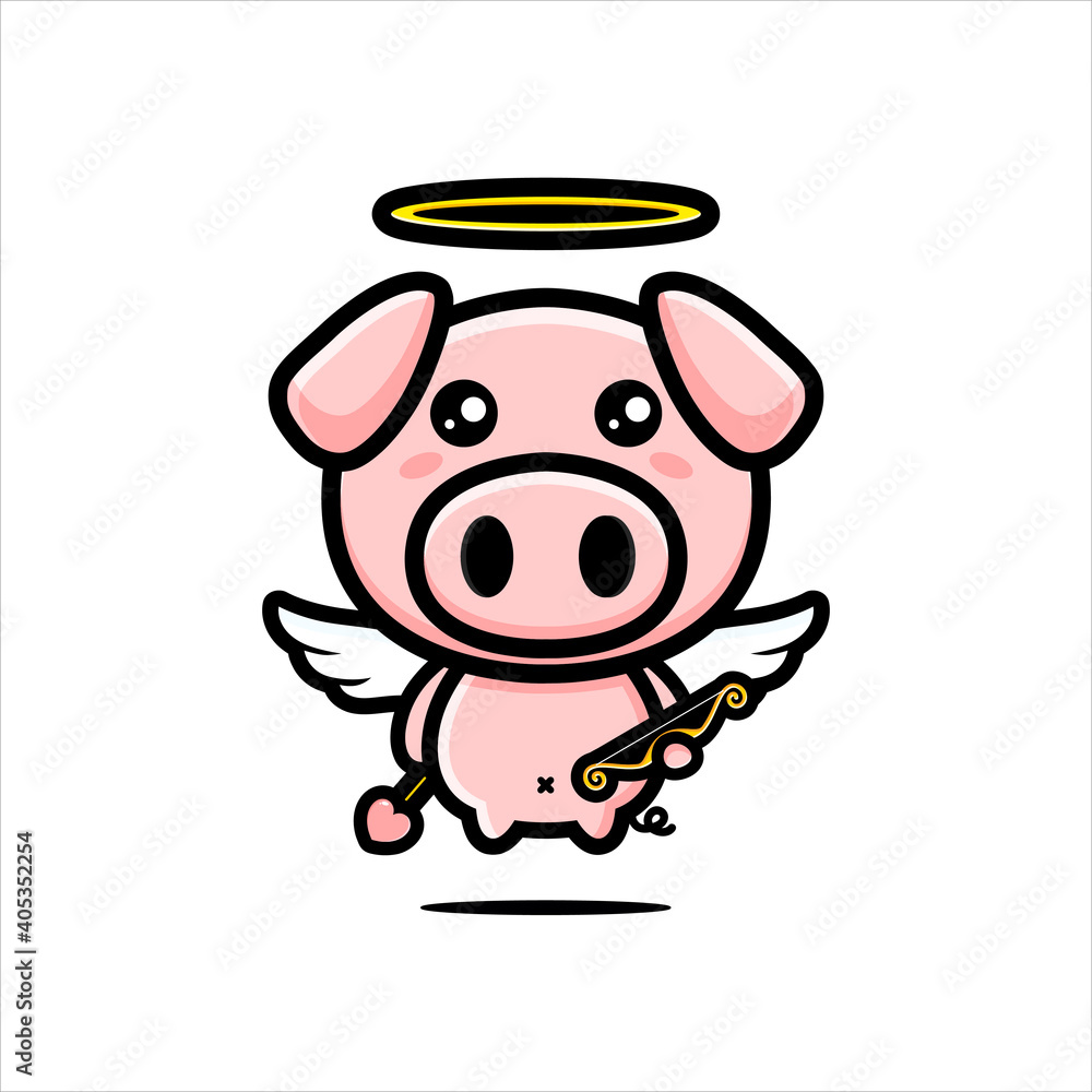 cute cupid pig character design with love arrow cute cupid pig character design with love arrow