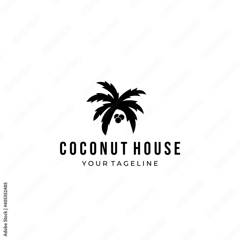 coconut house logo clever vector minimalist illustration design creative