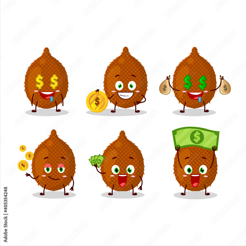 Salak cartoon character with cute emoticon bring money Salak cartoon character with cute emoticon bring money