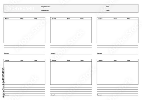 Film or Animation storyboard. Design template on white background. photo