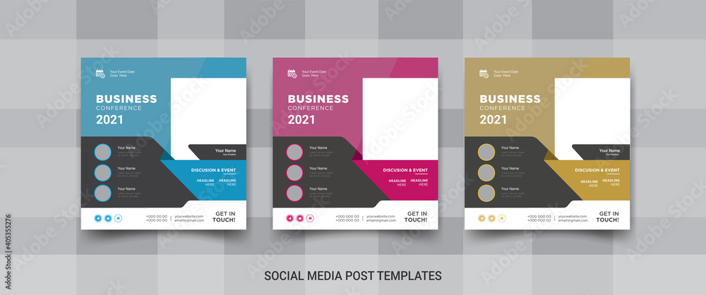 Business conference social media post, social media promotional banner design 