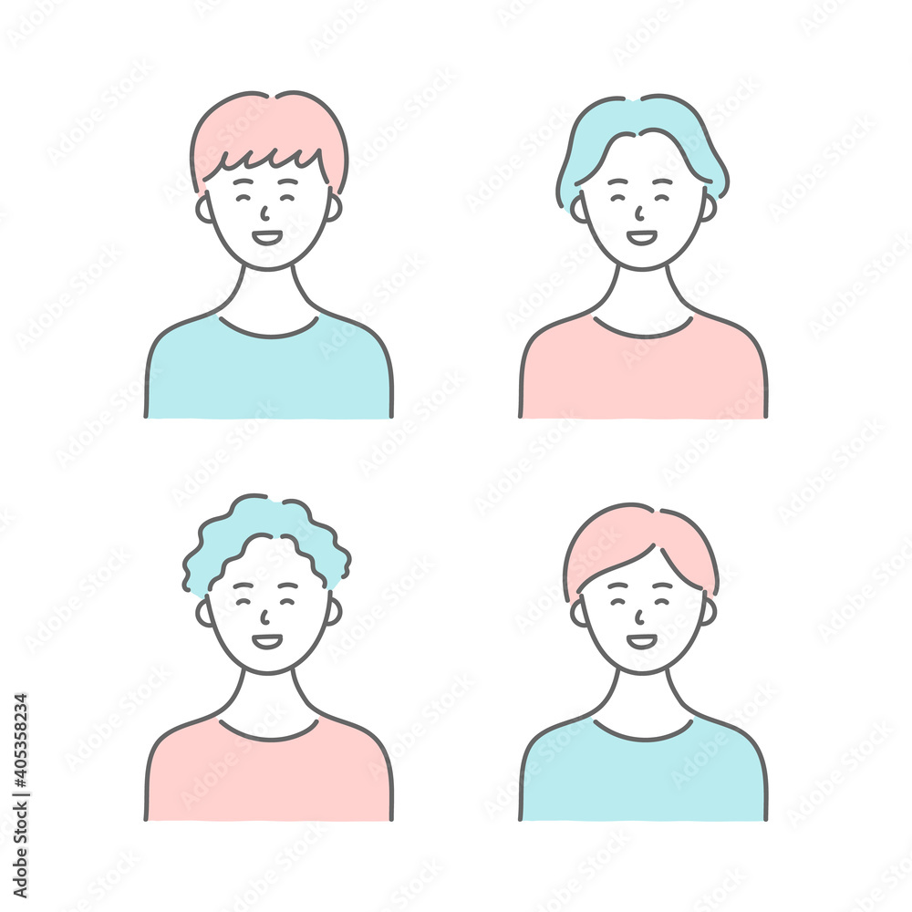 Set of smiling men, vector illustration
