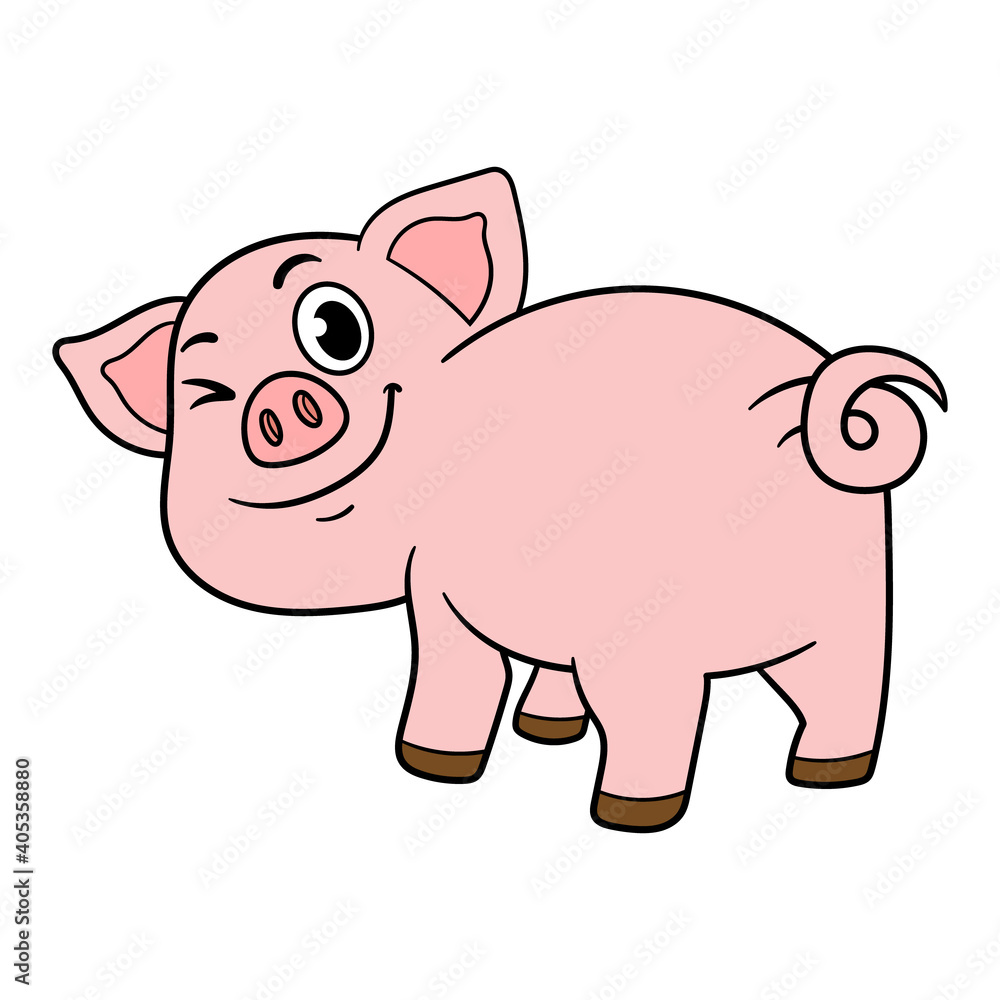 Cartoon Pig From the Back Illustration Cartoon Pig From the Back Illustration