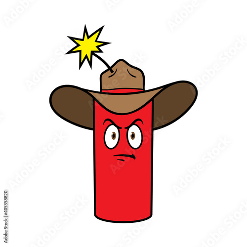 Cartoon Dynamite Character With Cowboy Hat