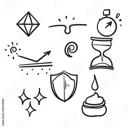 hand drawn Cosmetic Properties and Effects related illustration icon isolated doodle