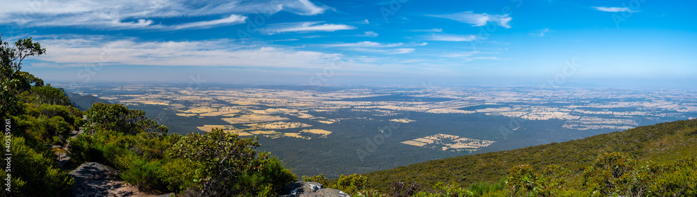 Wide panoramic view of plains from Mt. William in Grampians, Australia Wide panoramic view of plains from Mt. William in Grampians, Australia