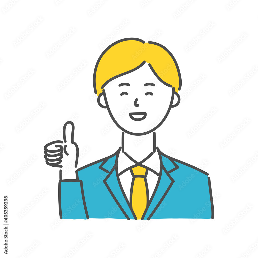 Young man giving thumbs-up gesture, vector illustration Young man giving thumbs-up gesture, vector illustration