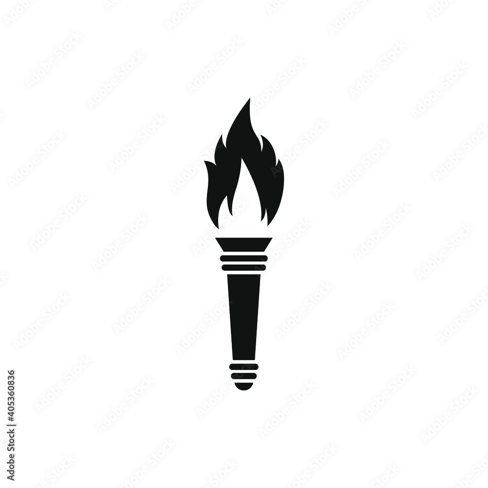 Torch flame icon flat style isolated on white background. Vector illustration
