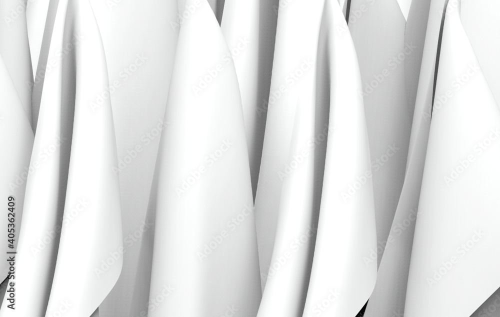 Obraz premium 3d rendering. empty pure clean white napkin cloth flows wall background.