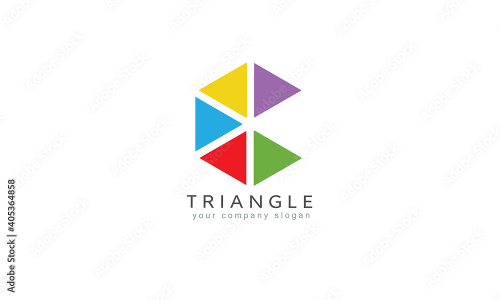 Letter C hexagon logo with colorful triangles. Initial C logo for company. Vector