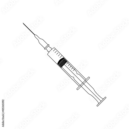 syringe vector  outline  isolated on white background