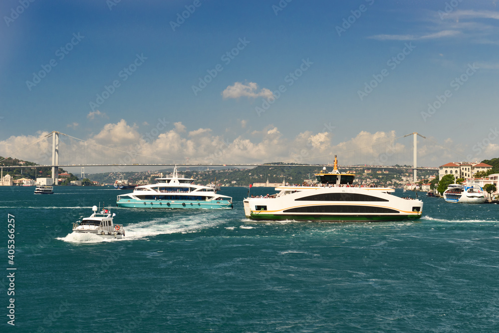 Ferry boats in Bosphorus - Istanbul, Turkey