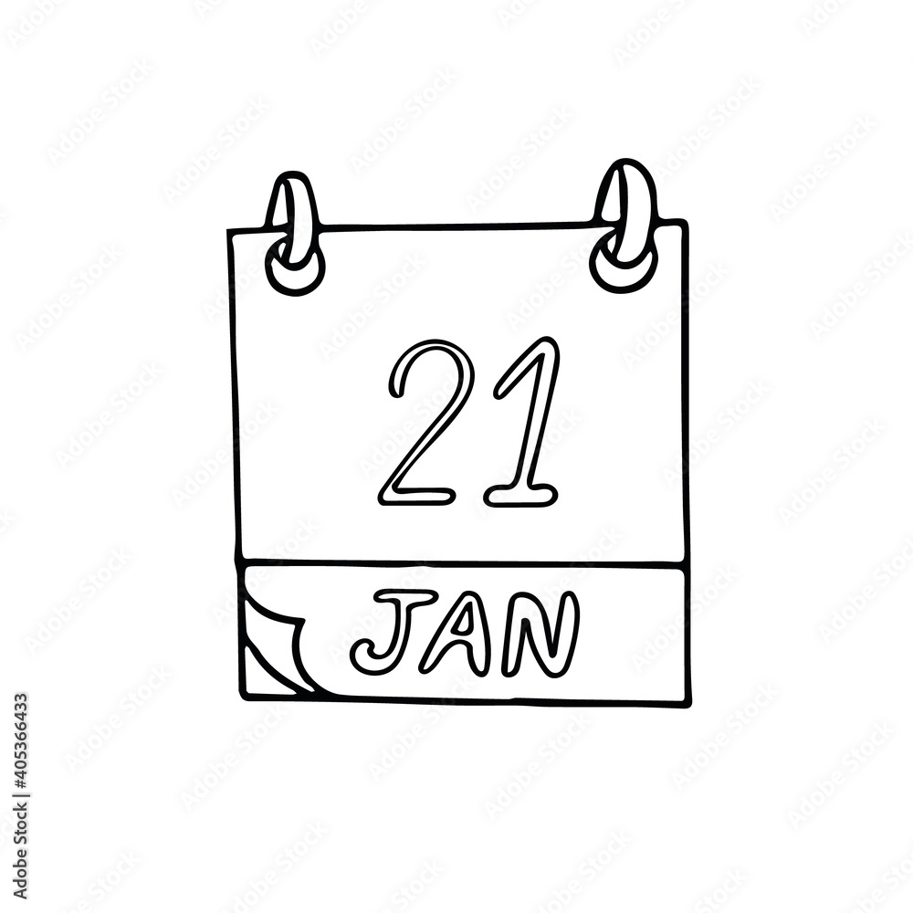 calendar hand drawn in doodle style. January 21. International Hug Day, date. icon, sticker, element, design. planning, business holiday calendar hand drawn in doodle style. January 21. International Hug Day, date. icon, sticker, element, design. planning, business holiday