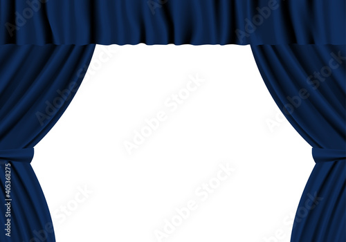 Illustration of dark blue curtains. Vector illustration on a white background.
