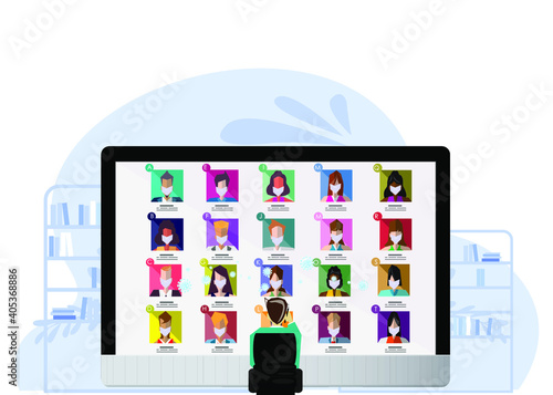 study online during COVID-19,method protection covid 2019,online concept illustration,education Social distance.