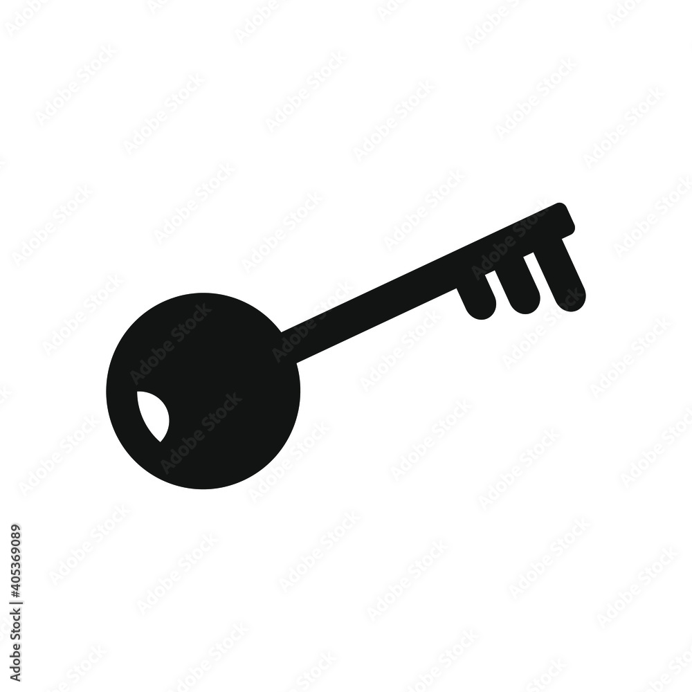 Key icon. Isolated element on a white background. Lock opening or closing symbol. An element of protection or security. Vector image. Flat style. Key icon. Isolated element on a white background. Lock opening or closing symbol. An element of protection or security. Vector image. Flat style.