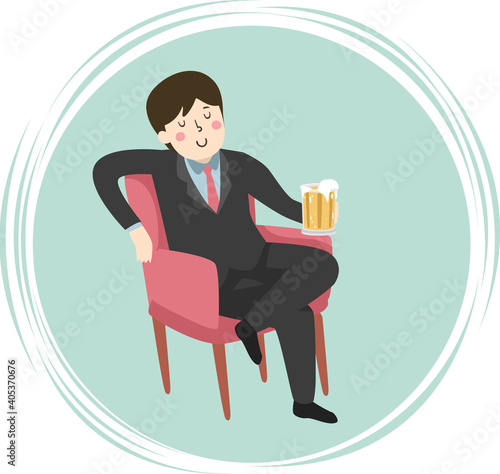 Man Office Worker Relax Bee...