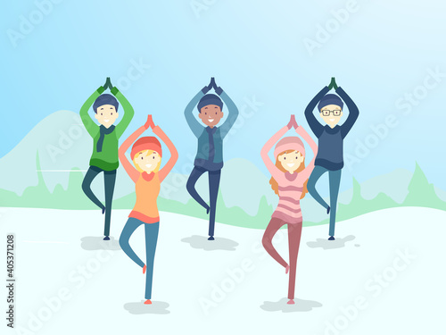 People Group Winter Yoga Ou...