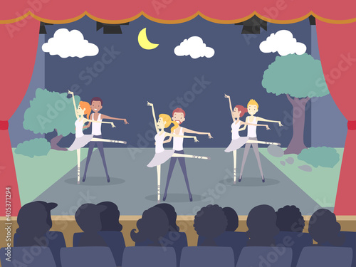 People Man Girl Ballet Theater Play Illustration