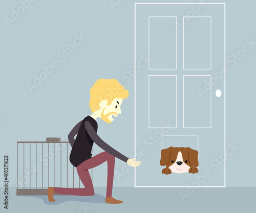 Man Dog Thief Door Cage Ill...