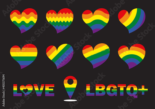 LGBT heart vector set