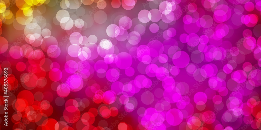 Light Pink, Yellow vector background with bubbles. Light Pink, Yellow vector background with bubbles.