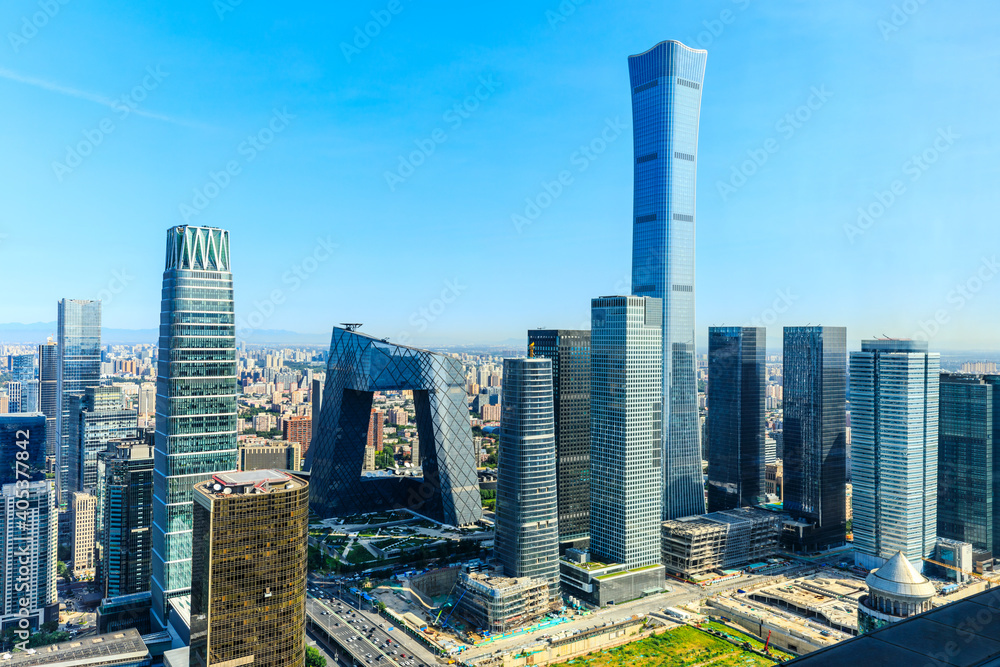 Modern city skyline and buildings in Beijing,China. - obrazy, fototapety, plakaty 