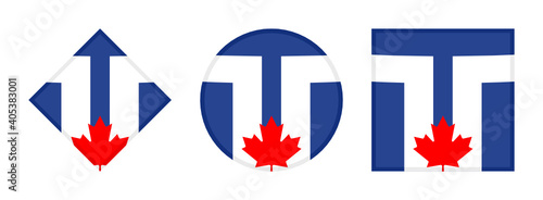 toronto flag icon set isolated on white background
