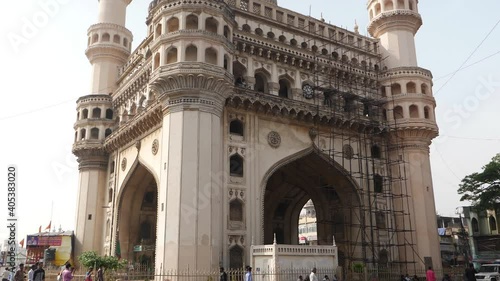India - Hyderabad January 2021: full view of hyderabad charminar, Beautiful view of Hyderabad charminar photo