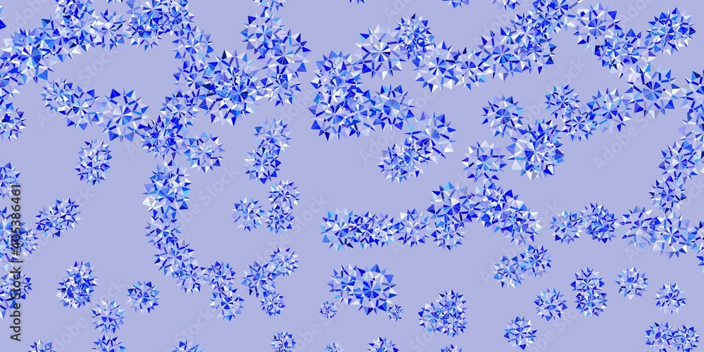 Light blue vector pattern with colored snowflakes.