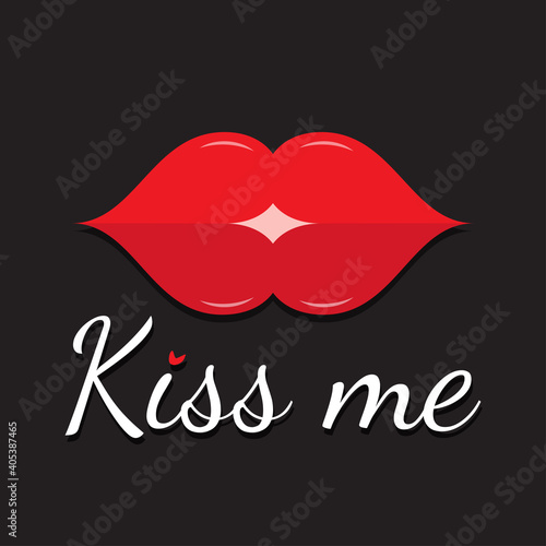 Vector sexy red lips flat style